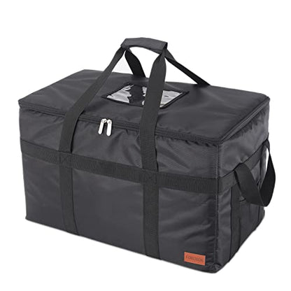  Insulated Food Delivery XXL Commercial Bag Grocery Bags Hot Bags For Delivery Waterproof - Premium Food Warmer Bag For Uber Eats And Doordash With Hard Bottom Black
