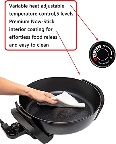  Extra Deep Electric Skillet Nonstick - Adjustable Temperature Control Aluminum Electric Fryer (12 Inch)