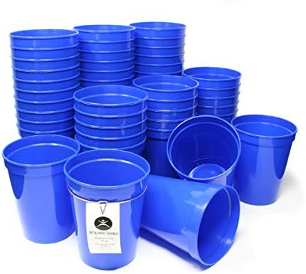  16 Oz Reusable Plastic Stadium Cups, Bulk 50 Pk, USA Made, BPA-Free Dishwasher Safe Plastic Tumblers, Light Pink