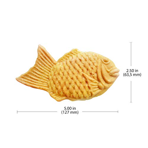  Taiyaki Waffle Iron | Fish-Shaped Waffle Maker | Stainless Steel | Nonstick | 110V (6 Fish-Shaped Waffles)