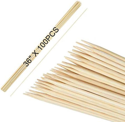  6" Natural Bamboo Skewers For BBQ，Appetiser，Fruit，Cocktail，Kabob，Chocolate Fountain，Grilling，Barbecue，Kitchen，Crafting And Party. Φ=4mm, More Size Choices 8"/10"/12"/14"/16"/30"(100 PCS)
