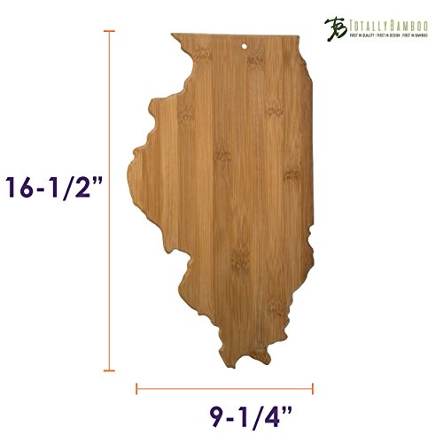  Serving And Cutting Board Illinois State Shaped, Natural Bamboo