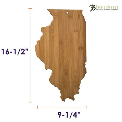  Serving And Cutting Board Illinois State Shaped, Natural Bamboo