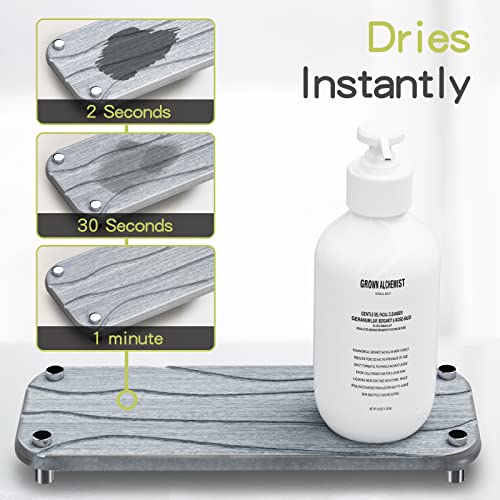  PURUSKOTO 2 Pack Instant Dry Sink Organizer For Bathroom & Kitchen, Fast Drying Stone Sink Tray, Diatomaceous Earth Bathroom Countertop Organizer, Kitchen Sponge Holder Sink Caddy,Lifstyle Drying Rack