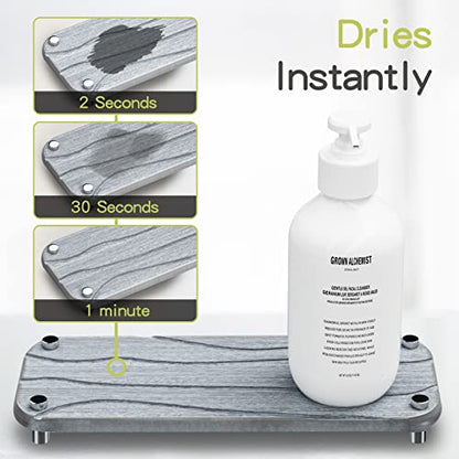  PURUSKOTO 2 Pack Instant Dry Sink Organizer For Bathroom & Kitchen, Fast Drying Stone Sink Tray, Diatomaceous Earth Bathroom Countertop Organizer, Kitchen Sponge Holder Sink Caddy,Lifstyle Drying Rack
