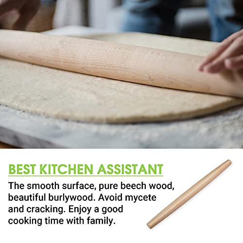  Rench Rolling Pin For Baking 18 Inch - Gifbera Better Wood Beech Dough Roller Baking Utensils For Pizza Bread Pastry Fondant
