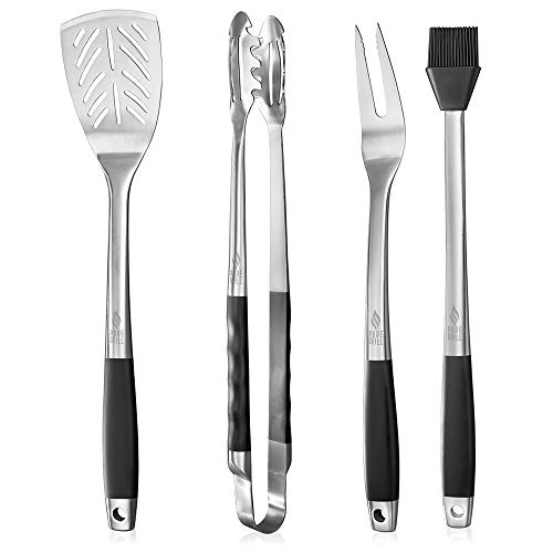  4-Piece Stainless Steel BBQ Tool Utensil Set - Professional Grade Barbecue Accessories