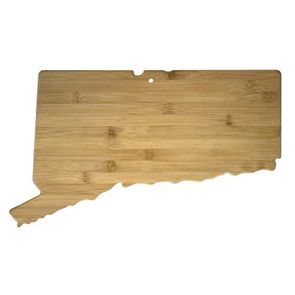  Connecticut State Shaped Serving & Cutting Board, Natural Bamboo