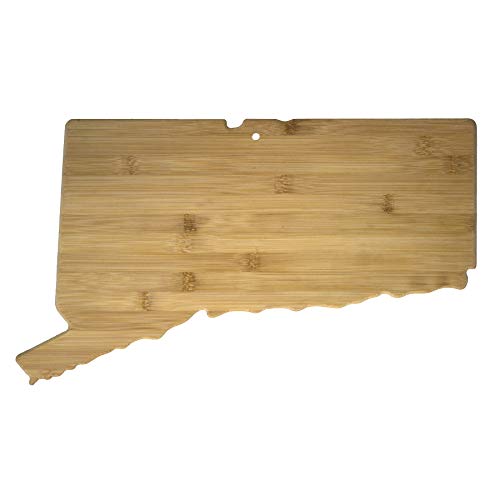  Connecticut State Shaped Serving & Cutting Board, Natural Bamboo