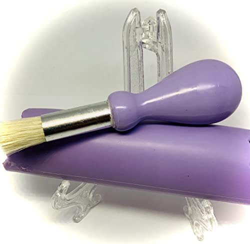  , All-in-one 4pcs Prime Ceramic Garlic Grater Set - HandMade, Purple Emboss Design Grater Plate W/Garlic Peeler, Gathering Brush, Display Stand, It's Also Grating Turmeric, Ginger, And More,