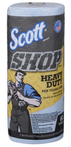 Scott Shop Towels Heavy Duty (32992), Blue Shop Towels For Solvents & Heavy-Duty Jobs, 60 Sheets / Roll, ( Pack Of 12 Rolls )