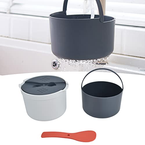  Microwave Rice Cooker 2L Food Grade PP Material Rice Spoon Lid Strainer Steaming Pot Rice Cooker Set Kitchen Cookware For Home Travel Office Use(Orange)