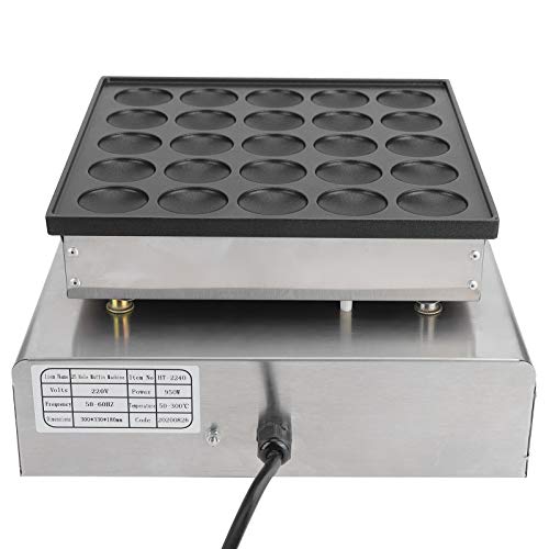  Mini Pancakes Maker, Stainless Steel Mini Dutch Pancake Maker 25 Holes Electric Dorayaki Maker 950W Rapid Heating Non-Stick Surface Waffle Maker For Bakery Home Kitchen Restaurant Snack Bar (12.99x12.68x6.69inch)