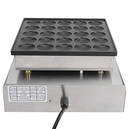 Mini Pancakes Maker, Stainless Steel Mini Dutch Pancake Maker 25 Holes Electric Dorayaki Maker 950W Rapid Heating Non-Stick Surface Waffle Maker For Bakery Home Kitchen Restaurant Snack Bar (12.99x12.68x6.69inch)