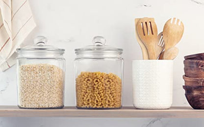  Glass Kitchen Jars, Food & Cookie Storage Containers For Pantry, Bathroom Apothecary Canisters, Dishwasher Safe, With Chalk And Labels, 1/2 Gallon, Set Of 2