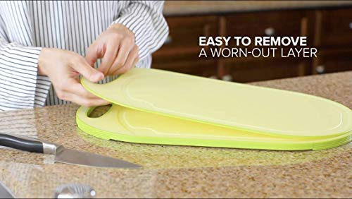  (5 Layers) Multi-Layer Non-Slip Cutting Board, Innovative 5 Layered Construction, 5 Kitchen Chopping Boards For Price Of 1, BPA Free, Non Porous, Dishwasher Safe, Juice Grooves (Blue)