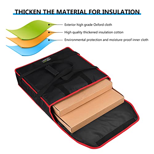  Pizza Bags For Delivery 18" X 18" X 5"Insulated Pizza Delivery Bag Moisture Free For Catering Food Delivery,Restaurant,Cookouts Black
