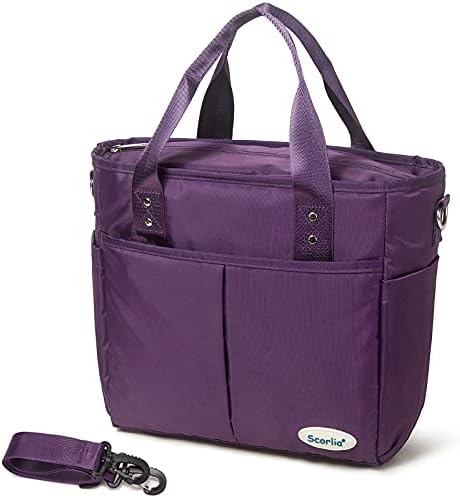  Insulated Lunch Bag, Extra Large Lunch Tote Bag With Removable Shoulder Strap, Durable Reusable Cooler Lunch Box Bag With Side Pockets, Tall Drinks Holder For Women Men Work, Black