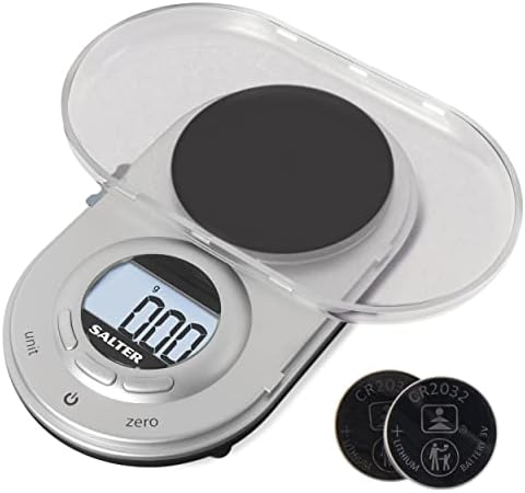 Salter Alter 1260 SVDRA Precision Electronic Scale, Micro Pocket Digital Scales, 500g Capacity, In 0.05g Increments, Neat Storage, Large LCD Display, Compact, Discreet Design, For Jewellery, Spices, Coins