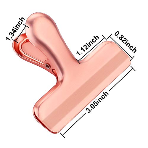  Whaline Stainless Steel Chip Clips Set, Rose Gold Chip Bag Clips Heavy Duty Food Clips Round Edge Air Tight Seal Grip For Home Office Kitchen Home Usage Storage (8 Pieces Of The Size 3'')