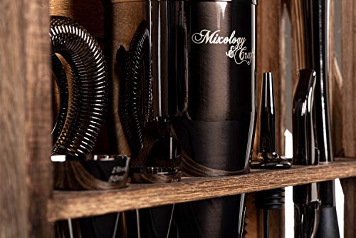  Bartender Kit: 11-Piece Bar Tool Set With Rustic Wood Stand | Perfect Home Bartending Kit And Cocktail Shaker Set For A True Drink Mixing Experience | Fun Housewarming Gift Idea (Gun-Metal)