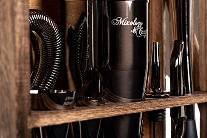  Bartender Kit: 11-Piece Bar Tool Set With Rustic Wood Stand | Perfect Home Bartending Kit And Cocktail Shaker Set For A True Drink Mixing Experience | Fun Housewarming Gift Idea (Gun-Metal)