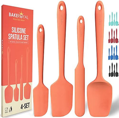  AkeRoyal Silicone Spatula Set - 4-Piece Rubber Spatulas Silicone Heat Resistant 600°F For Everyday Task - Seamless Design Kitchen Spatulas For Nonstick Cookware - Silicone Kitchen Utensils Sets