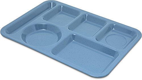 Left-Hand Heavyweight 6-Compartment Melamine Tray 10" X 14" - Sandshade