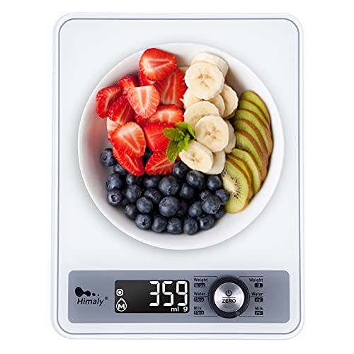 Digital Food Scale, Kitchen Scale For Cooking, Baking, And Weight Loss, 1g/0.03oz Precise Graduation, Tempered Glass （White）