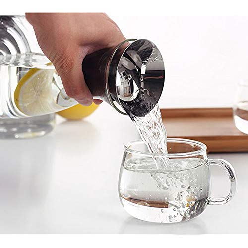  55 Oz Heat Resistant Borosilicate Water Carafe Glass Pitcher With Stainless Steel Flow Lid