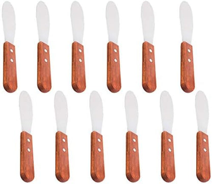  (3 Pack) 7-Inches Sandwich Spreader, Wide Stainless Steel 3 1/2" Long Blade With Wooden Handle Butter Spreader, Jam, Cream Cheese, Condiment Spreader