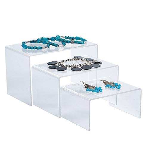  12 Piece Set - Clear Acrylic Display Risers, Acrylic Clear Riser Sets Display Stand For Jewelry, Baked Goods, Bakery Use, Collectibles, Figures/Figurines