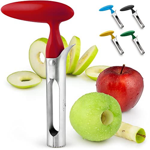  Premium Apple Corer - Easy To Use Durable Apple Corer Remover For Pears, Bell Peppers, Fuji, Honeycrisp, Gala And Pink Lady Apples - Stainless Steel Best Kitchen Gadgets Cupcake Corer - Red