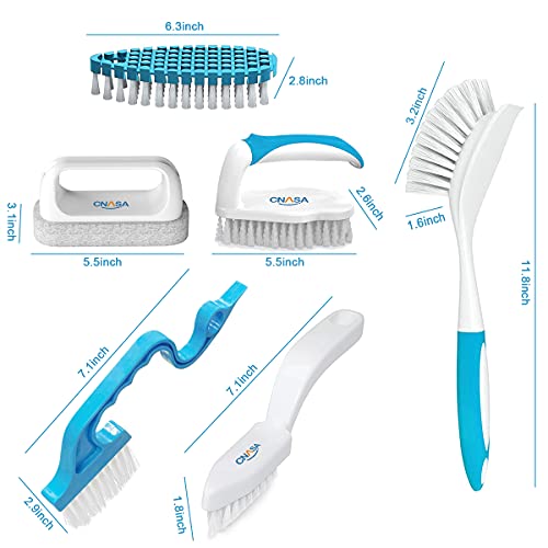  6 Pack Household Deep Cleaning Brush Set-Kitchen Cleaning Brushes, Includes Scrub Brush/Dish Brush/Bottle Brush/Grout Corner Brushes/Crevice Brush/Shoe Brush/ For Bathroom, Floor, Tub, Shower, Tile
