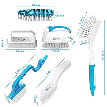  6 Pack Household Deep Cleaning Brush Set-Kitchen Cleaning Brushes, Includes Scrub Brush/Dish Brush/Bottle Brush/Grout Corner Brushes/Crevice Brush/Shoe Brush/ For Bathroom, Floor, Tub, Shower, Tile