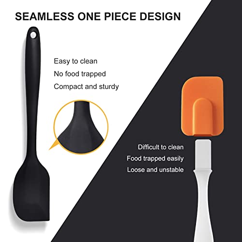  Ilicone Spatula Set Of 7 One Piece Seamless Design, Rubber Spatulas Silicone Heat Resistant Non Stick Cookware, Silicon Spatula All Silicone Kitchen Utensils 7 PCS Black
