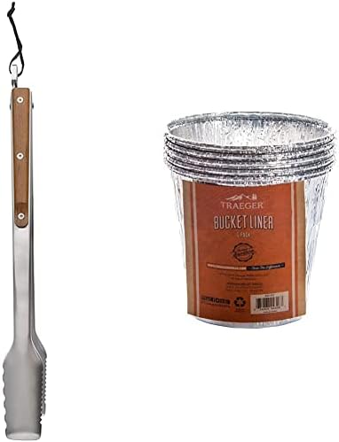 Traeger Pellet Grills BAC530 BBQ Tongs Accessory, Silver With Brown Small