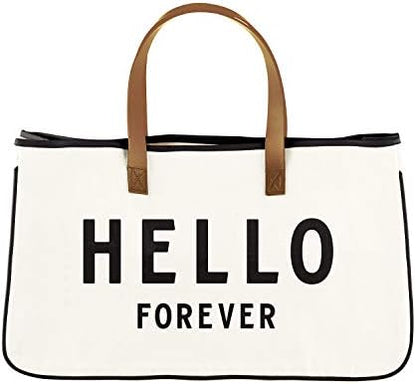  Santa Barbara Design Studio Tote Bag Wedding Collection Black And White 100% Cotton Canvas With Genuine Leather Handles, Large, Honeymoon Vibes