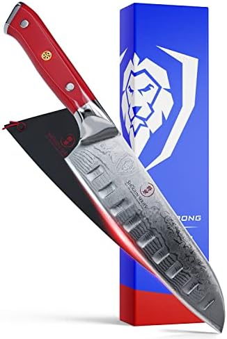  ALSTRONG Nakiri Vegetable Knife - 6" - Shogun Series X - Japanese AUS-10V Super Steel - Damascus - Hammered Finish - Sheath Included
