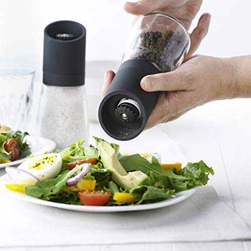 Maison Glass And Black 6 Inch Ceramic Grinder And Salt Pepper Mill, 6"