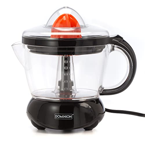  BPA-Free Electric Citrus Juicer Extractor, Compact Volume Pulp Control, Oranges, Lemons, Limes, Grapefruits With Easy Pour Spout, 40oz, Includes Two Juicing Cones, Black