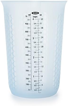 OXO Good Grips 3 Piece Squeeze & Pour Silicone Measuring Cup Set, Blue