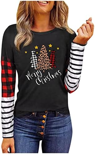  Crewneck Sweatshirts For Women Fall Plus Size Sweatshirts Long Sleeve Christmas Print Loose Tops Pullover Top Fall