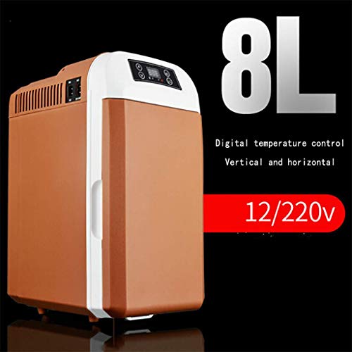  TONPOP 8L Mini Refrigerator, Mini Refrigerated Car Mini Hormone Refrigerated Box, 12V / 220V Portable Portable Freezer For Bedroom Office Car Travel (Brown)