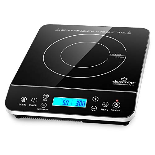  Duxtop Portable Induction Cooktop, Countertop Burner Induction Hot Plate, Silver 9600LS/BT-200DZ & Whole-Clad Tri-Ply Stainless Steel Saucepan With Lid, 1.6 Quart, Kitchen Induction Cookware