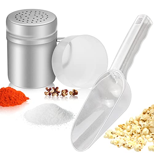  CZWESTC Popcorn Supplies Bundle- Popcorn Plastic Scoop With Popcorn Salt Shaker For Popcorn Bars, Movie Nights, Concessions