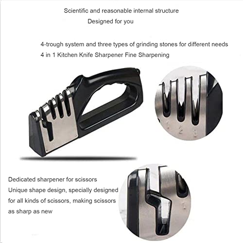  4-in-1 Kitchen Knife Sharpener, 4 Stage Knife Sharpening Tool, Professional Chef's Kitchen Knife Accessories, Manual Knife Sharpeners, Blade Sharpener, Kitchen Knives Repair, Restore And Polish Blades