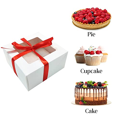  10 Inch Cake Box With Cake Boards Set 20pcs 10x10x5 Inches, Bakery Box With Window. Cheesecake Box, Cajas Pasteles For Cake, Disposable Cake Containers With Lids For Desserts, Cake Saver With Cover