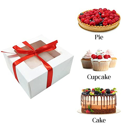 10 Inch Cake Box With Cake Boards Set 20pcs 10x10x5 Inches, Bakery Box With Window. Cheesecake Box, Cajas Pasteles For Cake, Disposable Cake Containers With Lids For Desserts, Cake Saver With Cover