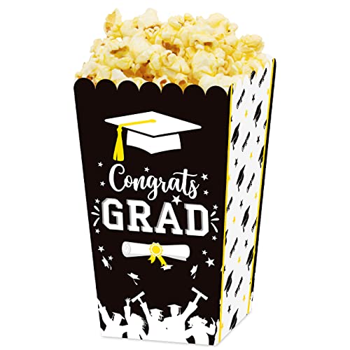  Graduation Popcorn Boxes School Grad Party Favor Plastic Popcorn Treat Boxes 24 Pieces, Blue